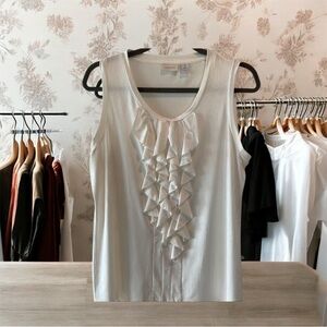 Chico's Cream Ruffle Detail Tank Top